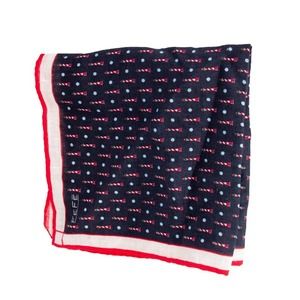 FEFE NAVY BLUE & WHITE, PRINT PAISLEY POCKET SQUARE | MENS SIZE 32CM